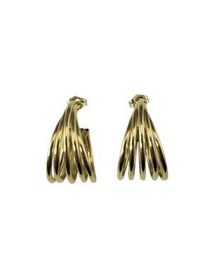 14 Karat Yellow Gold Multi Band Hoop Earrings #16921